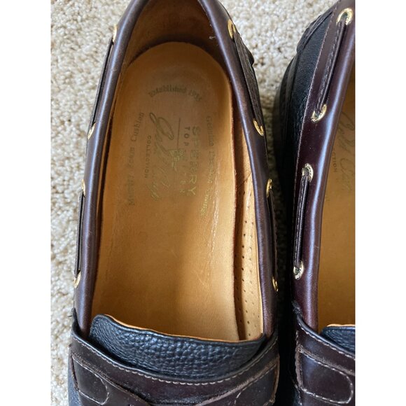 Sperry Gold Boat ASV Cognac Men\'s Loafers Size 11.5‎ Leather Tassel Oxford Brown